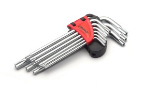 Zestaw 9 szt kluczy HEX z Torx z otworem długie  WT-09-TOD