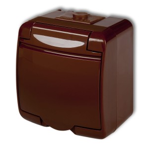 Karlik Junior gniazdko pojedyncze herm.brąz klapka brąz